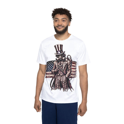 Uncle Sam Gasmask Tee – Dystopian Americana Sports Shirt (Unisex AOP) Moisture Wicking