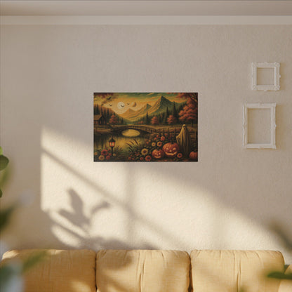 Ghost in the Garden – Autumn Halloween Landscape Canvas Print
