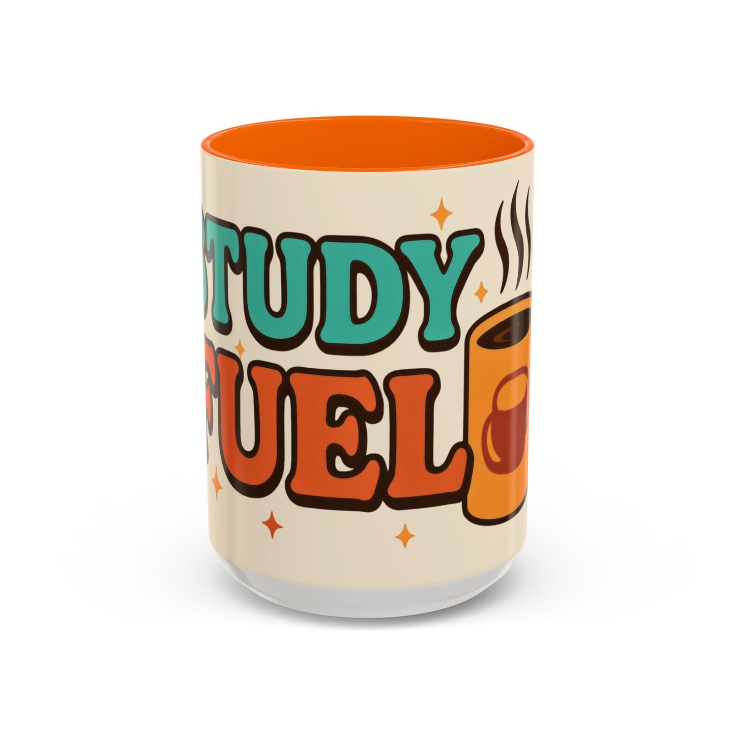 Study Fuel Color Accent Mug (11oz/15oz) – Retro Teacher/Student Coffee Cup • Back to School • Durable Ceramic