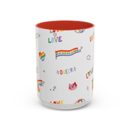 Minimalist Pride Accent Mug | LGBTQ+ Love Ceramic Cup | 11oz & 15oz