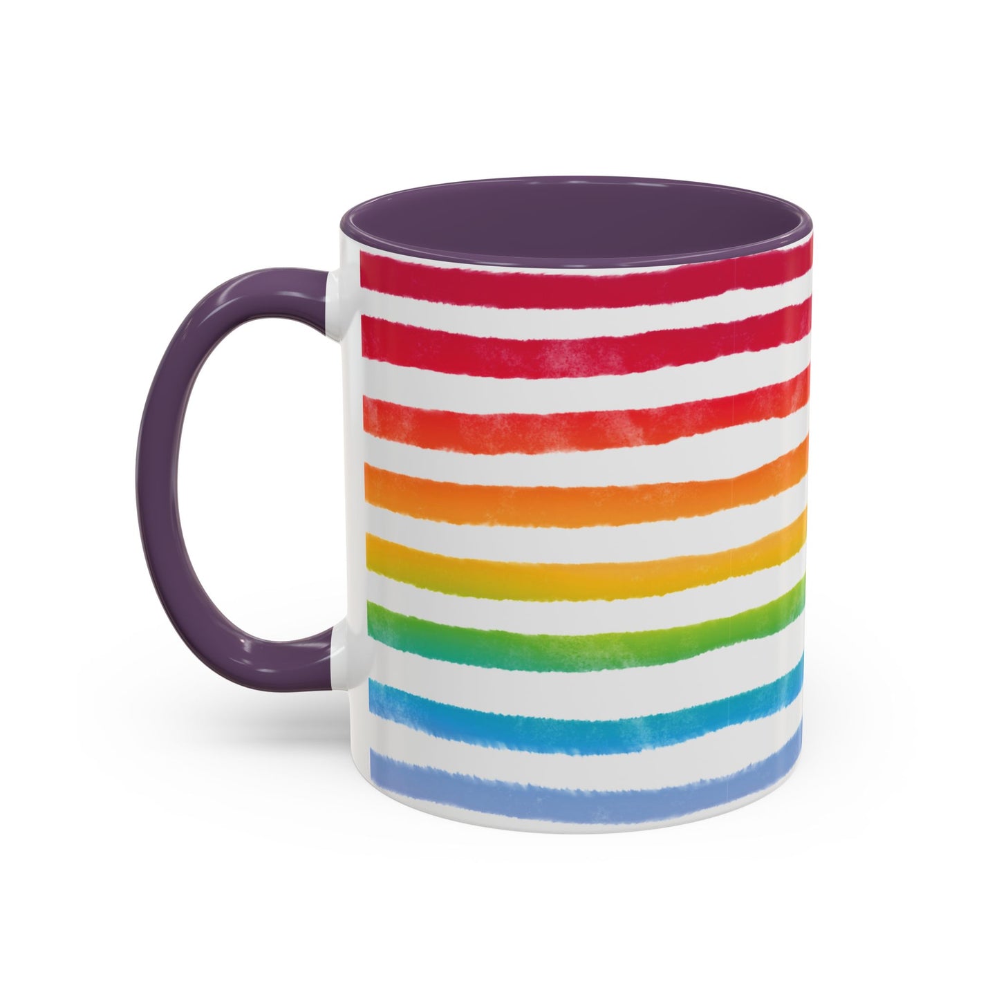 🌈 Bold Rainbow Stripes Pride Mug | 11oz/15oz | Purple Accent