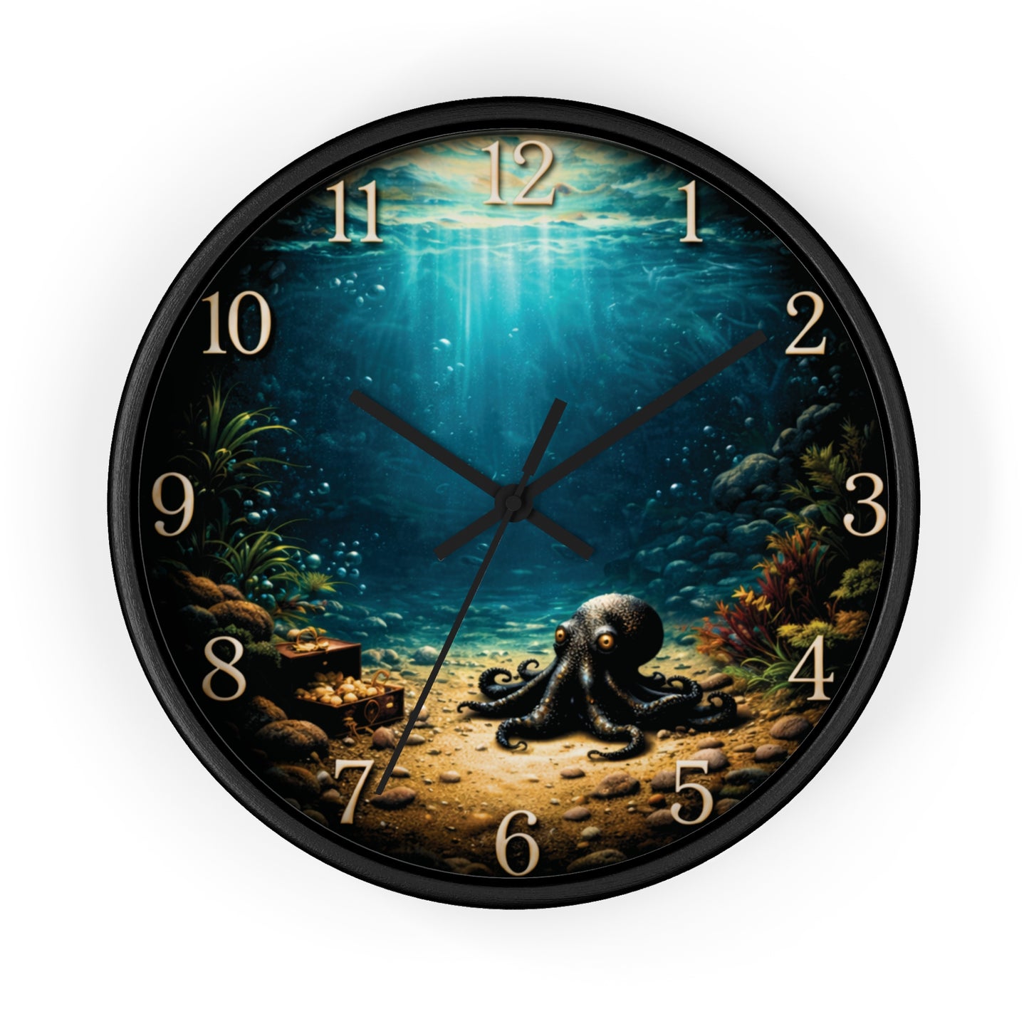 Octopus Ocean Wall Clock – Deep Sea Nautical 10" Decor