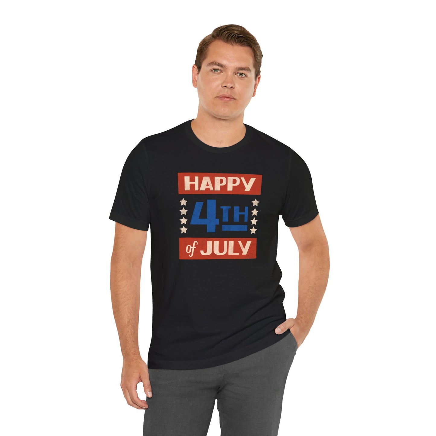 Happy 4th / Land of the Free Tee – Dual-Sided Print – Unisex Bella + Canvas Jersey T-Shirt