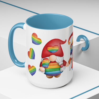 Pride Gnome Accent Mug | Rainbow Love Coffee Cup | 11oz & 15oz