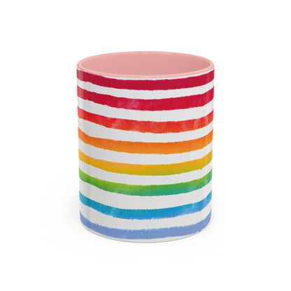 🌈 Bold Rainbow Stripes Pride Mug | 11oz/15oz | Purple Accent