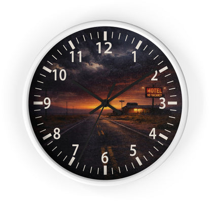 Still Here - Desert Motel No Vacancy Road Premium Wall Clock