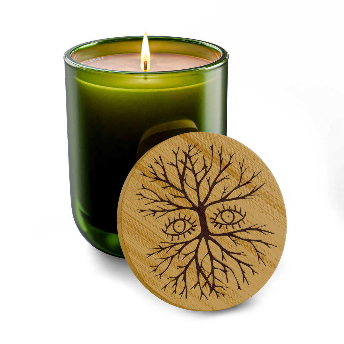 Engraved Tree of Life Soy Candle — 14oz Scented Candle with Bamboo Lid