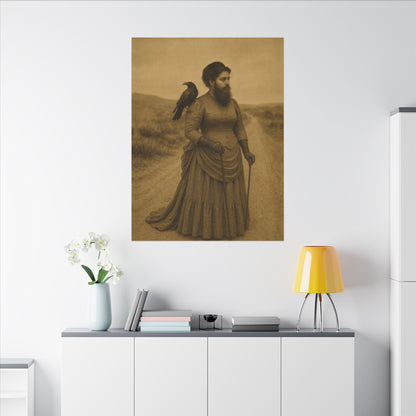 Bearded Lady with Crow – Matte Canvas Print (Gallery-Wrapped) 0.75"