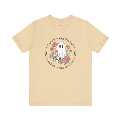 Happy Halloween Floral Ghost Tee – Bella+Canvas 3001