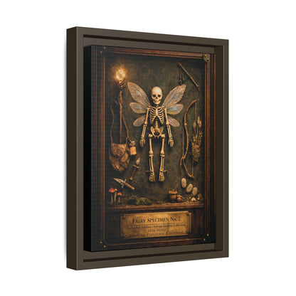 Fairy Specimen No. 2 Framed Canvas Print – Skeletal Fairy Wall Art, Dark Curiosity Cabinet Decor