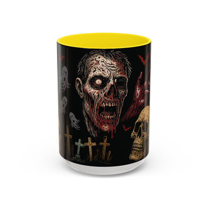 Horror Coffee Mug – Zombie Graveyard Halloween Design – 11oz & 15oz Ceramic – Creepy Goth Kitchen Decor