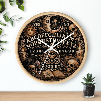 Ouija Board Wall Clock – Gothic Occult Spirit Board 10" Decor