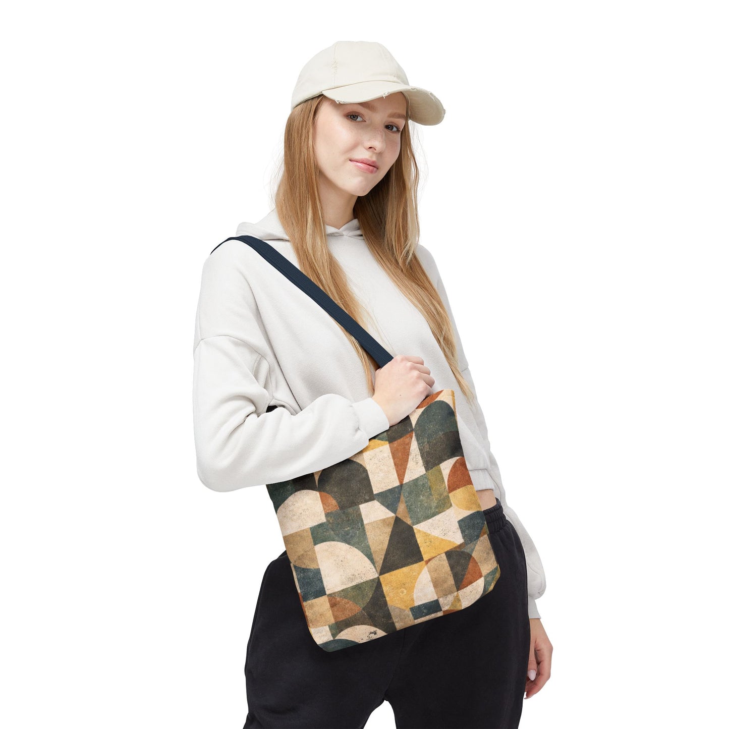 Mid-Century Geometric Canvas Tote Bag