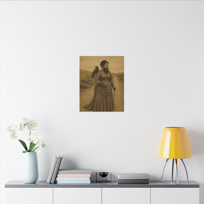 Bearded Lady with Crow – Matte Canvas Print (Gallery-Wrapped) 0.75"