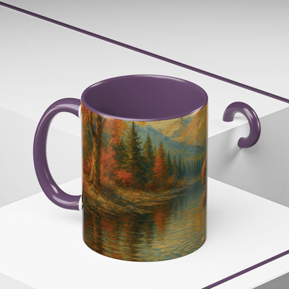 Bigfoot River Scene Mug | Autumn Wilderness Accent Coffee Mug (11oz/15oz)