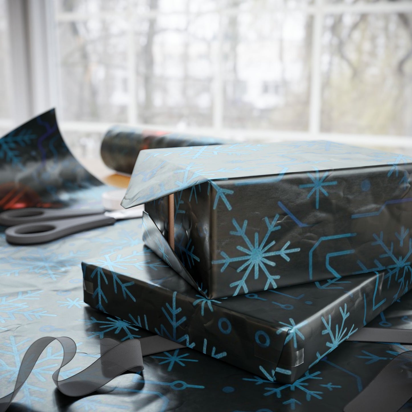 Cyber Yule Circuit – Luxury Christmas Wrapping Paper, Seamless Designer Gift Wrap, 30" Roll (Matte/Gloss)