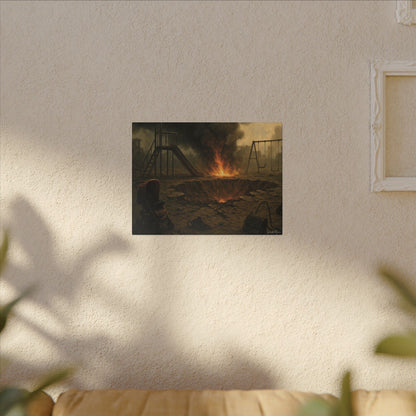 Apocalyptic Playground Canvas Print – Dark Surreal Landscape Wall Art – Post-Apocalyptic Home Décor
