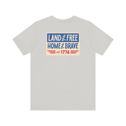Happy 4th / Land of the Free Tee – Dual-Sided Print – Unisex Bella + Canvas Jersey T-Shirt