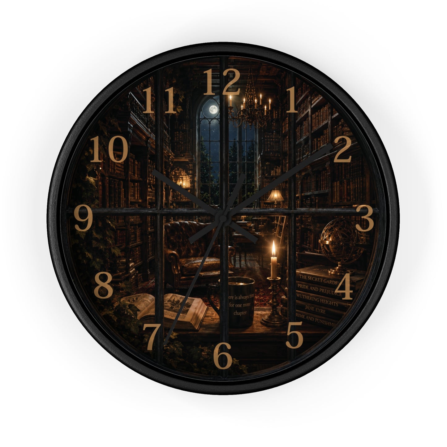 Dark Academia Library Wall Clock