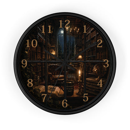 Dark Academia Library Wall Clock