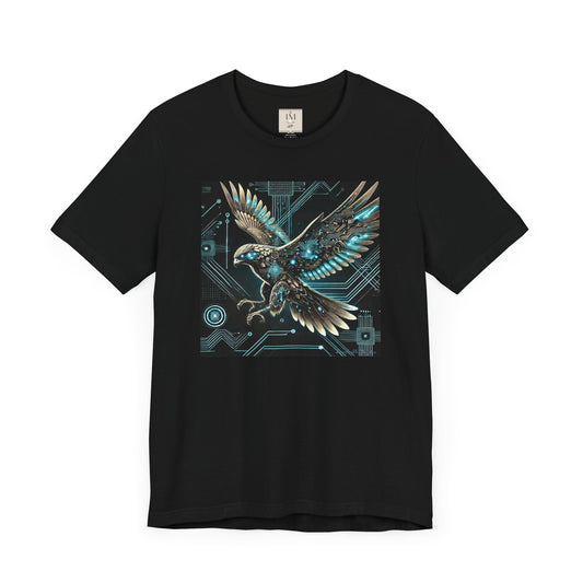Futuristic Falcon Tech Tee - Unisex Short Sleeve Jersey Shirt - Cyber Falcon