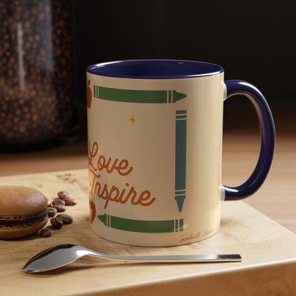 Teach Love Inspire Color Accent Mug (11oz/15oz) – Teacher Gift • Back to School • Durable Ceramic, Dishwasher & Microwave Safe