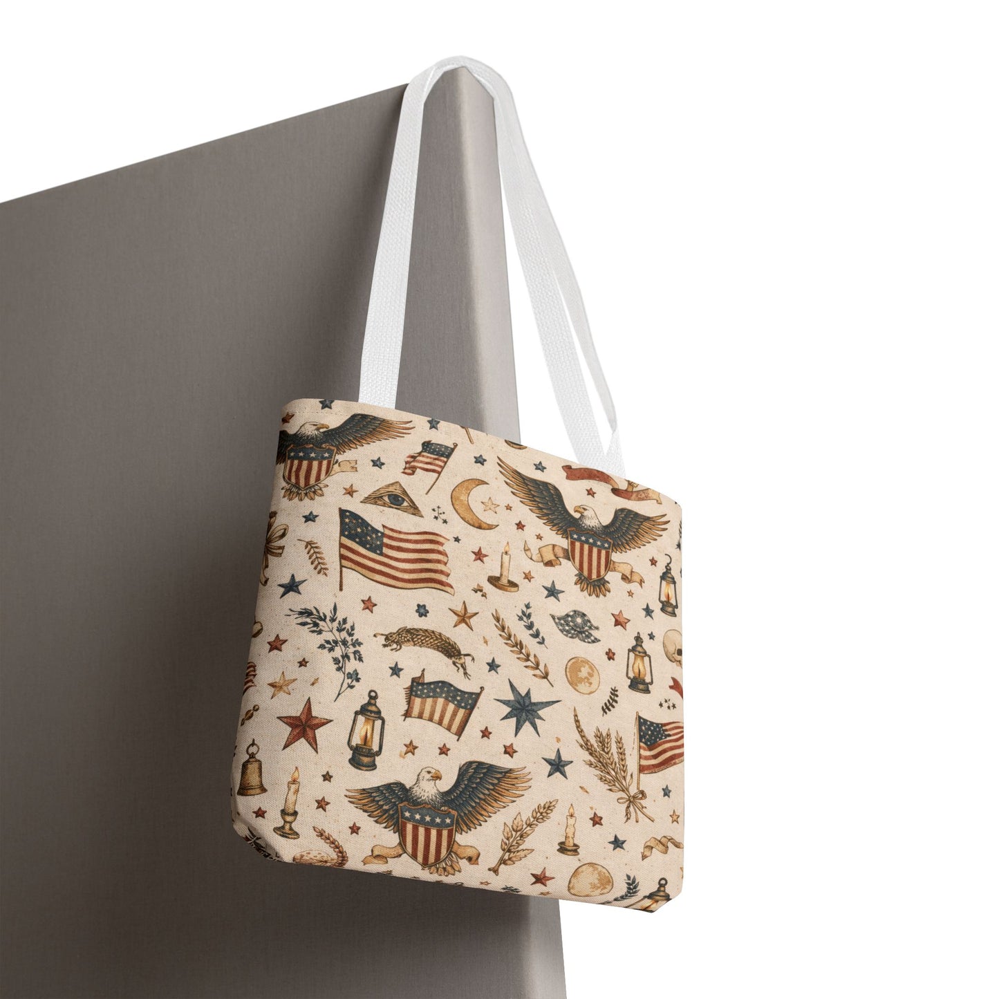 Americana Symbol Styled Canvas Tote Bag