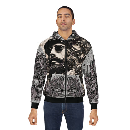 Cyber-Victorian Inventor — Steampunk AOP Zip-Up Hoodie