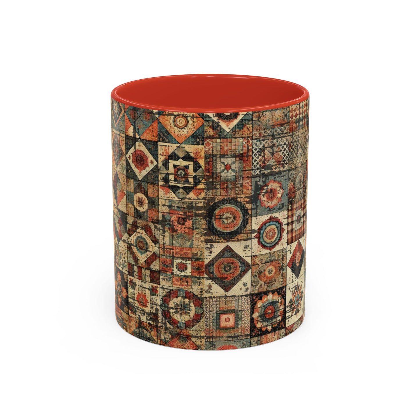 Boho Patchwork Quilt Mug | Vintage Accent Coffee Mug (11oz/15oz)