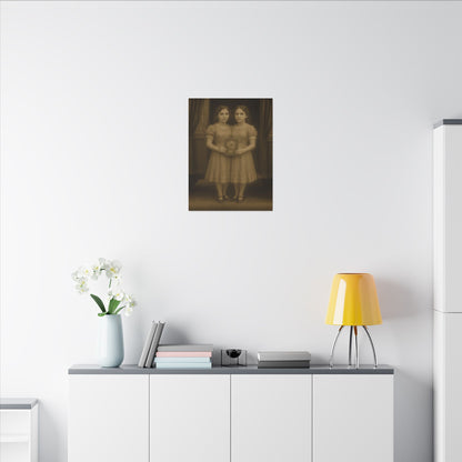Conjoined Twins – Matte Canvas Print (Gallery-Wrapped) 0.75" – Vintage Circus-Inspired Canvas Wall Art
