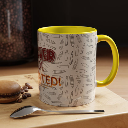 Funny Teacher Coffee Mug – Back to School Gift – “Teacher Mode Activated” – Color Accent 11oz 15oz – Classroom Decor – Durable Ceramic – Education Life