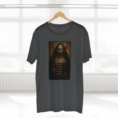 Possessed Nun Mugshot T-Shirt – Premium AS Colour 5001 Horrorcore Tee