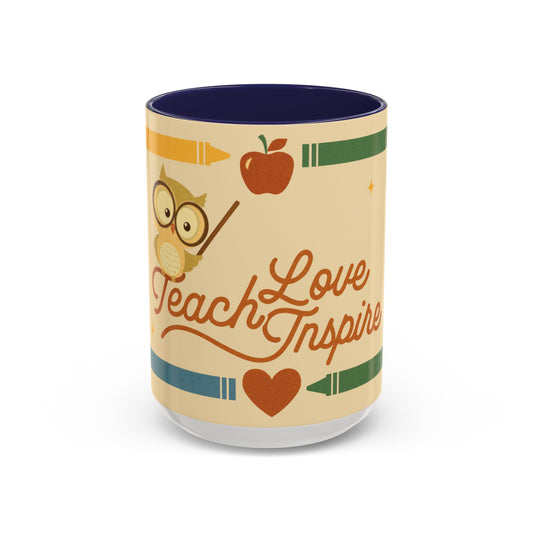 Teach Love Inspire Color Accent Mug (11oz/15oz) – Teacher Gift • Back to School • Durable Ceramic, Dishwasher & Microwave Safe