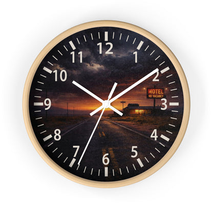 Still Here - Desert Motel No Vacancy Road Premium Wall Clock