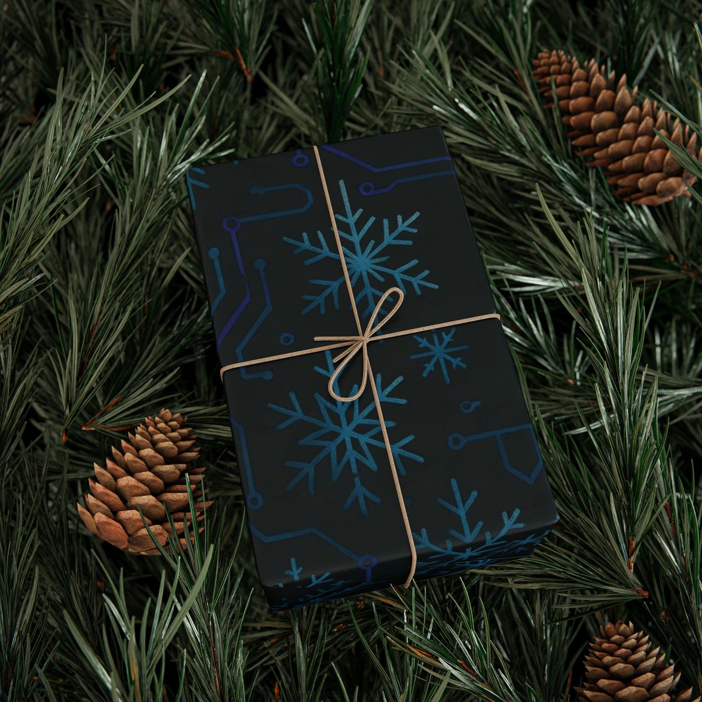 Cyber Yule Circuit – Luxury Christmas Wrapping Paper, Seamless Designer Gift Wrap, 30" Roll (Matte/Gloss)