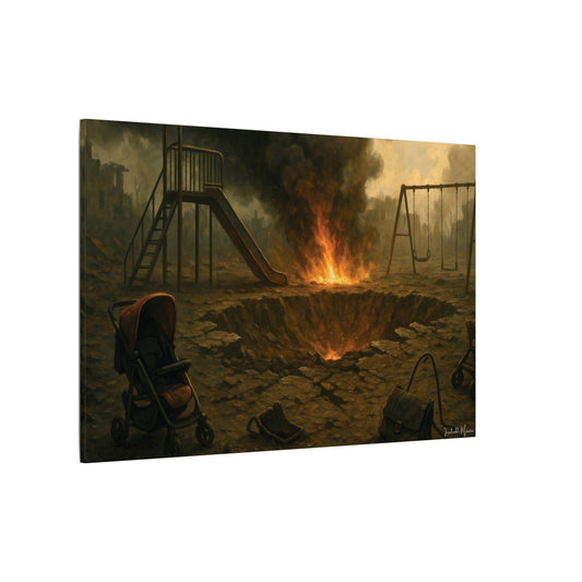 Apocalyptic Playground Canvas Print – Dark Surreal Landscape Wall Art – Post-Apocalyptic Home Décor