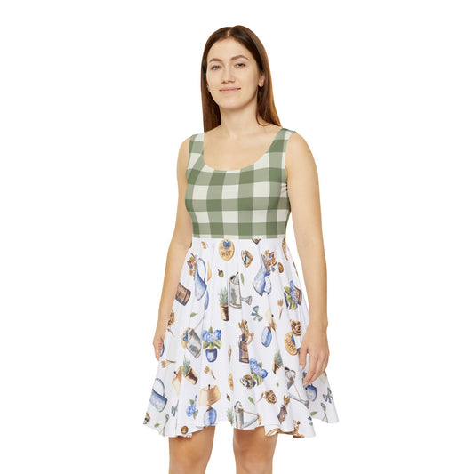 Farmhouse Garden Skater Dress – Cottagecore Summer Essential - Summer Dress