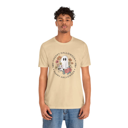 Happy Halloween Floral Ghost Tee – Bella+Canvas 3001