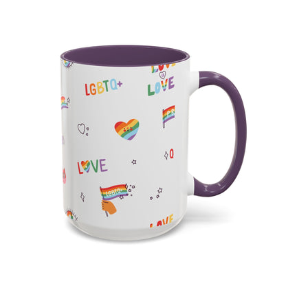 Minimalist Pride Accent Mug | LGBTQ+ Love Ceramic Cup | 11oz & 15oz