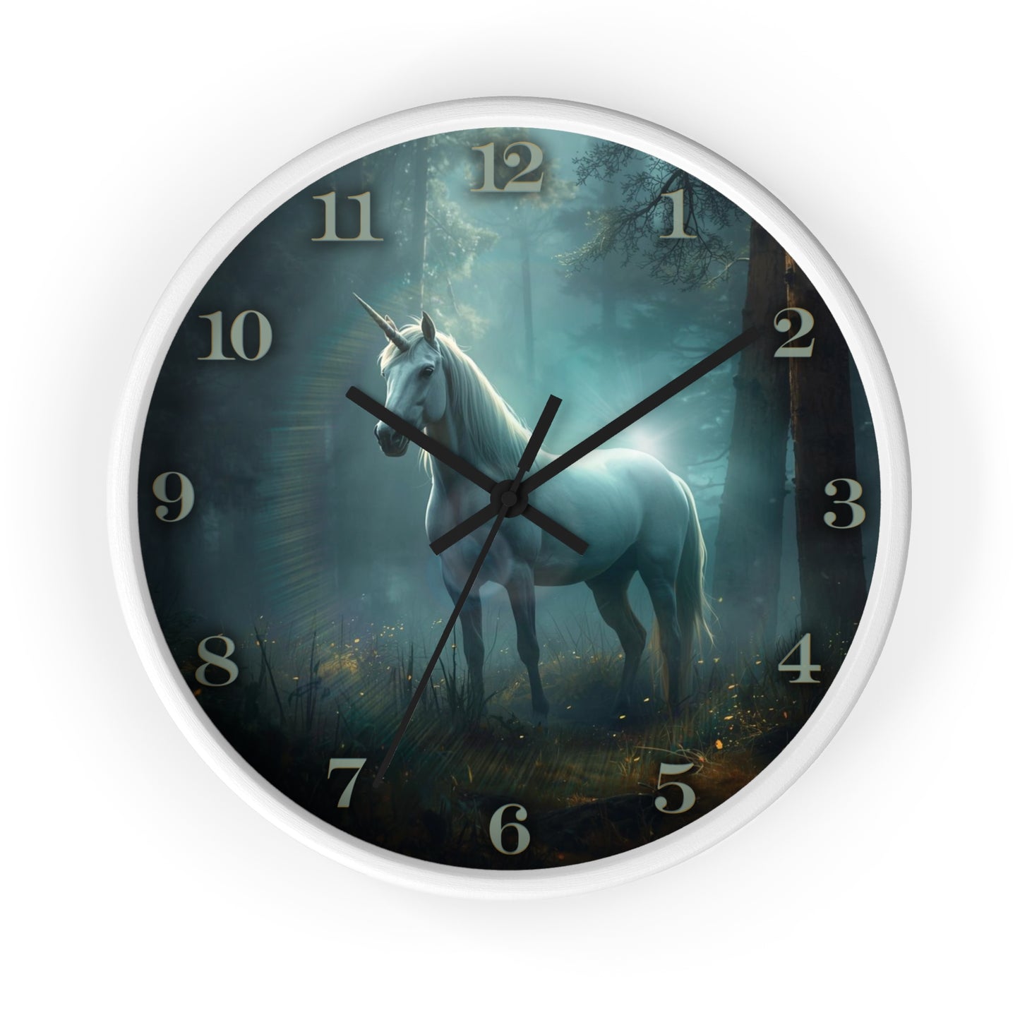 Mystical Unicorn Wall Clock – Enchanted Forest Fantasy 10" Decor