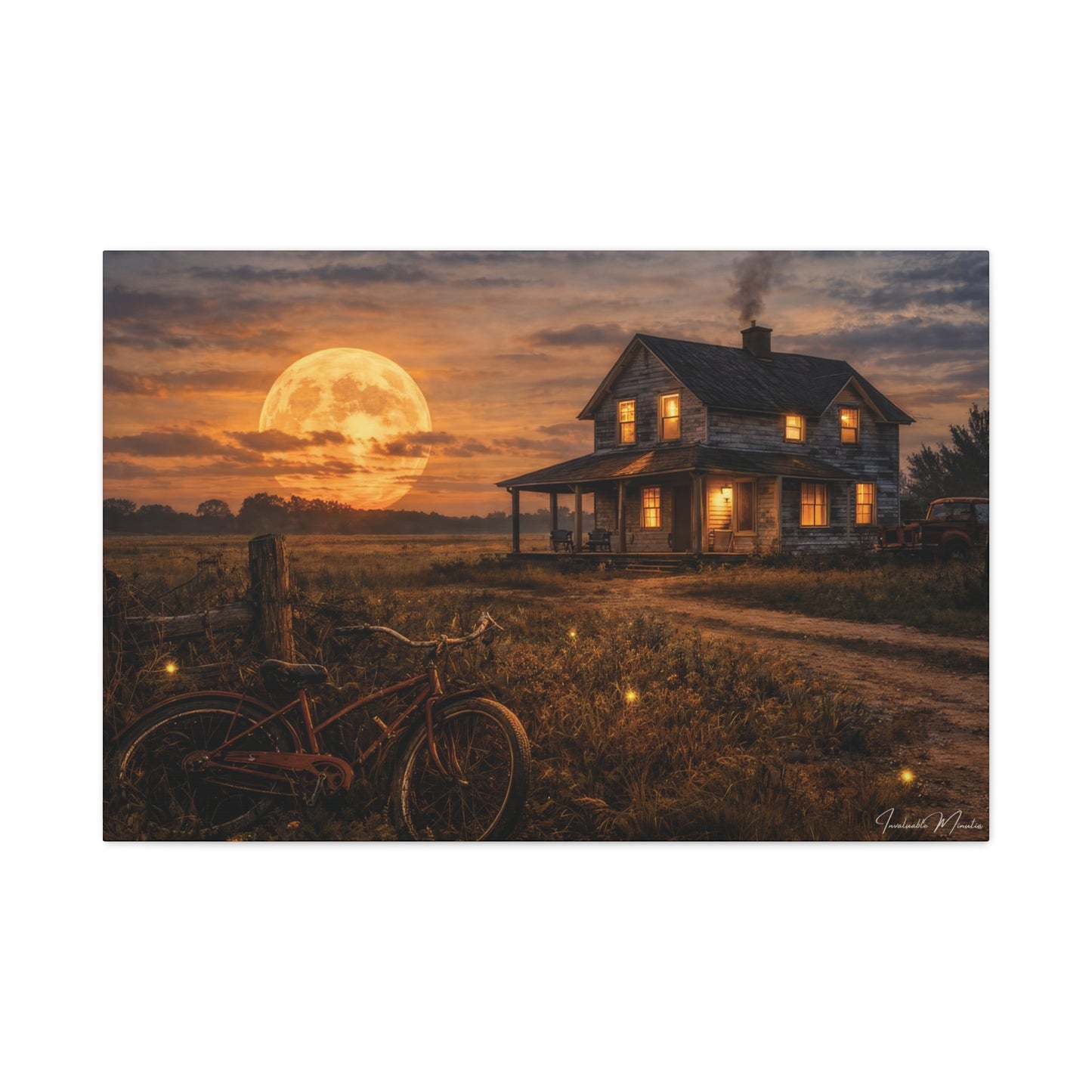 Moonlit Country House Landscape Matte Canvas Print 1.25"