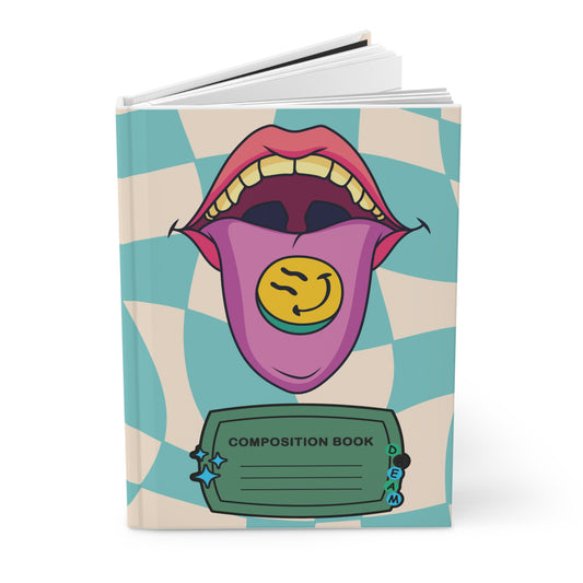 🌀 Trippy Smiley Hardcover Journal – Psychedelic Retro Composition Book