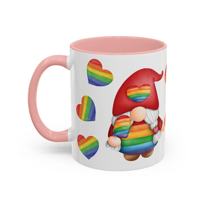 Pride Gnome Accent Mug | Rainbow Love Coffee Cup | 11oz & 15oz