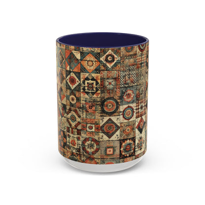 Boho Patchwork Quilt Mug | Vintage Accent Coffee Mug (11oz/15oz)