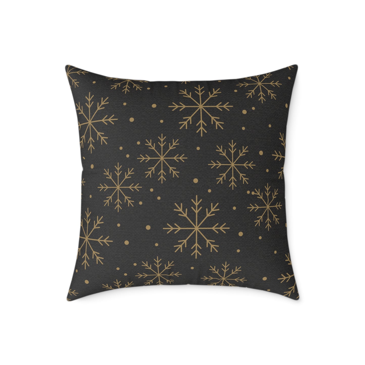 Black & Gold Gift Box Throw Pillow – Charcoal Present & Snowflake Canvas Cushion