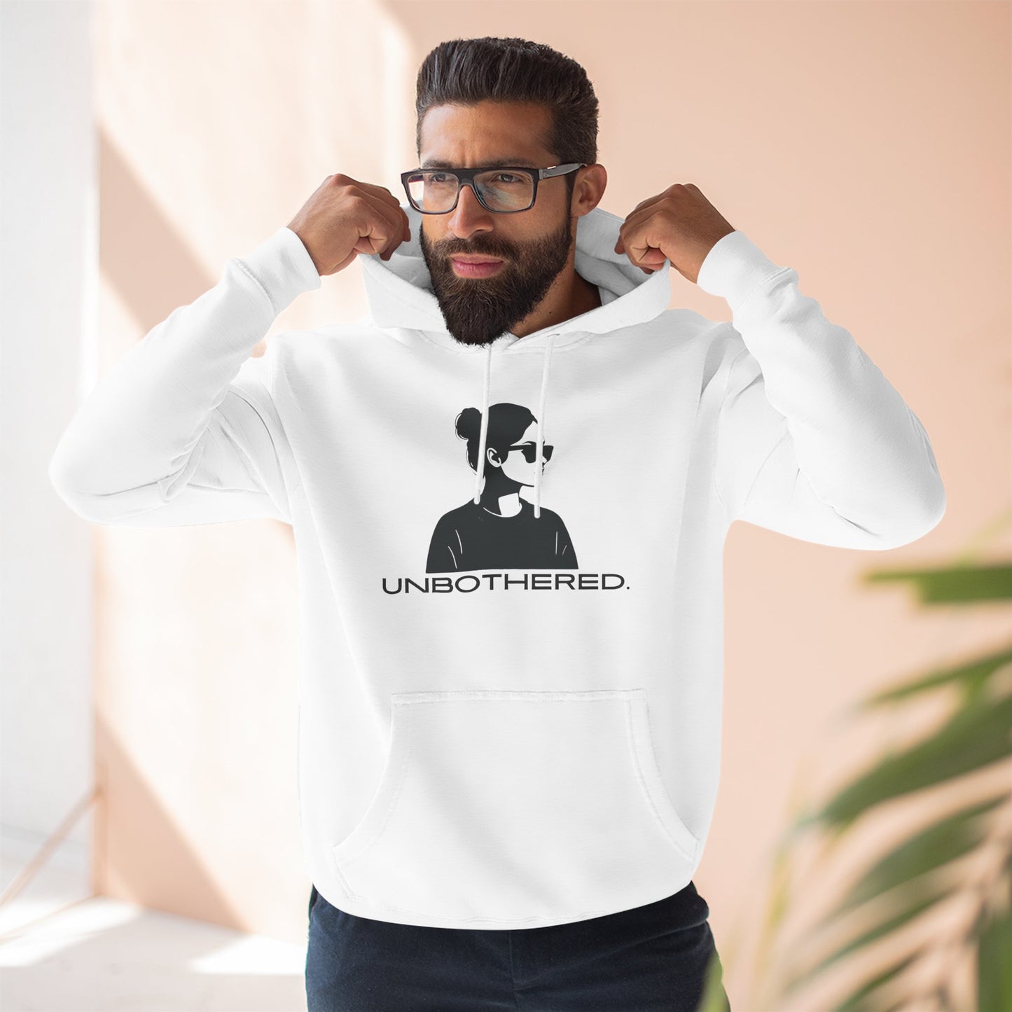 UNBOTHERED Hoodie | Minimalist Silhouette Graphic Unisex Pullover