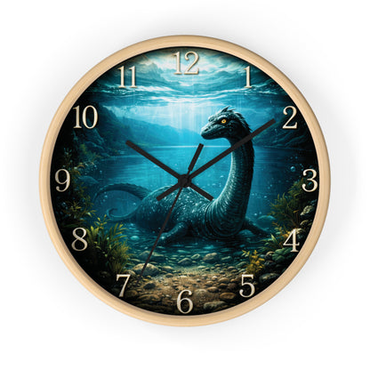 Loch Ness Monster Wall Clock – Nautical Mythical Sea Serpent 10" Decor