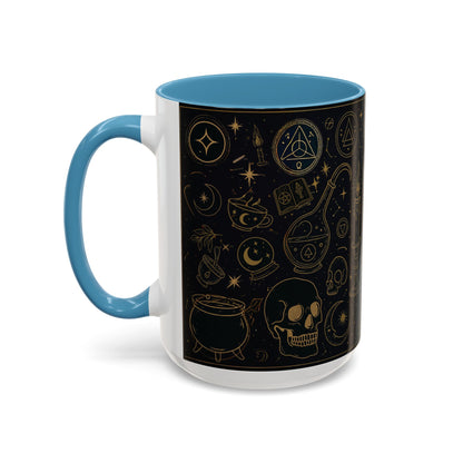 Witchy Aesthetic Coffee Mug – 15oz Black & Purple Ceramic with Occult Symbols – Goth Kitchen Decor, Halloween Gift Idea - 11oz/15oz