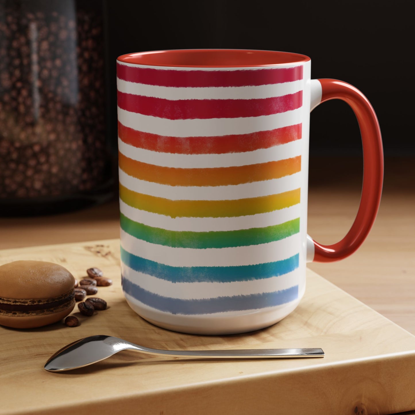 🌈 Bold Rainbow Stripes Pride Mug | 11oz/15oz | Purple Accent
