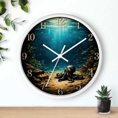 Octopus Ocean Wall Clock – Deep Sea Nautical 10" Decor
